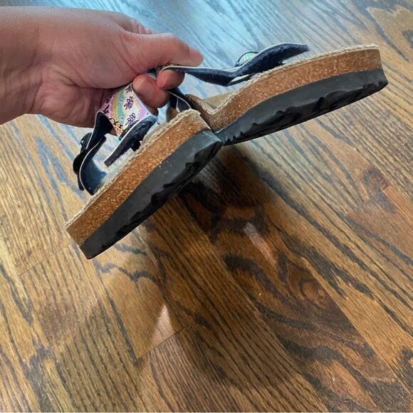 BIRKENSTOCK PAPILLIO Gizeh Purple & Green Paisley Print Faux Leather Sandals - Picture 3 of 8